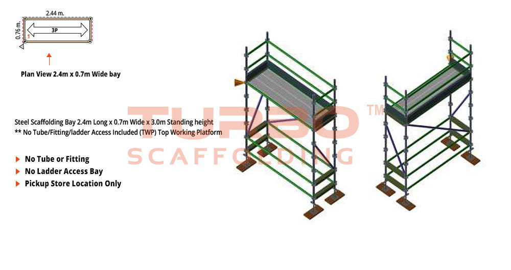 Kwikstage Scaffolding Package – 2.4m X 0.7m X 3.0m – One Deck