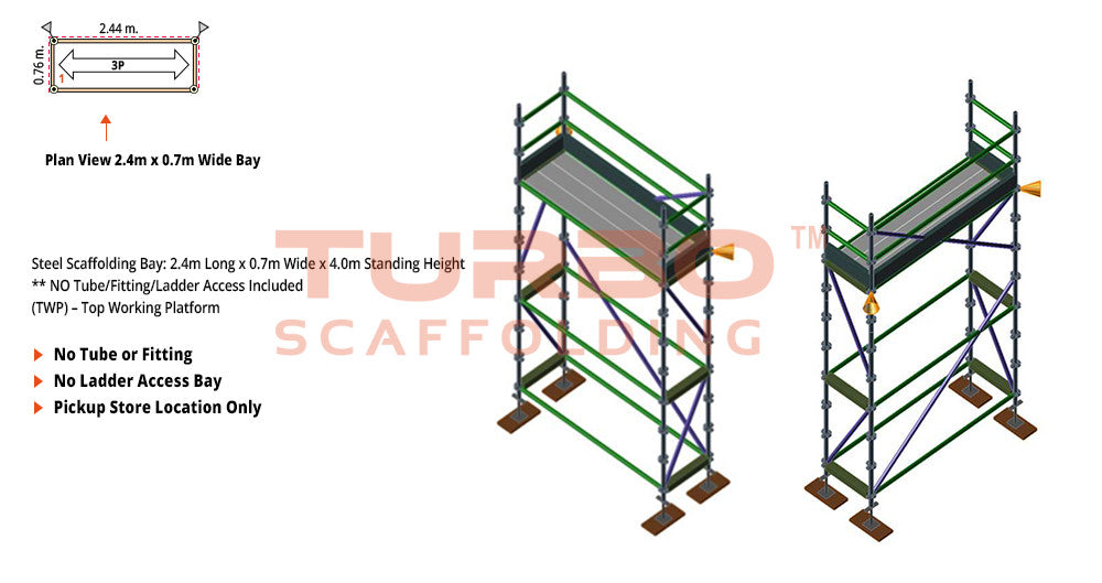 Kwikstage Scaffolding Package – 2.4m X 0.7m X 4.0m – One Deck