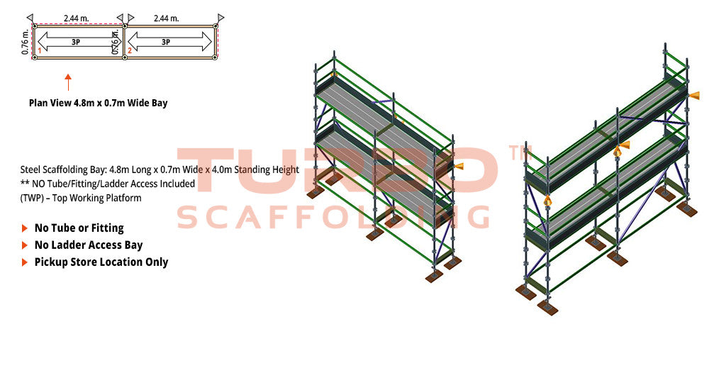 Kwikstage Scaffolding Package – 4.8m X 0.7m X 4.0m – Two Deck