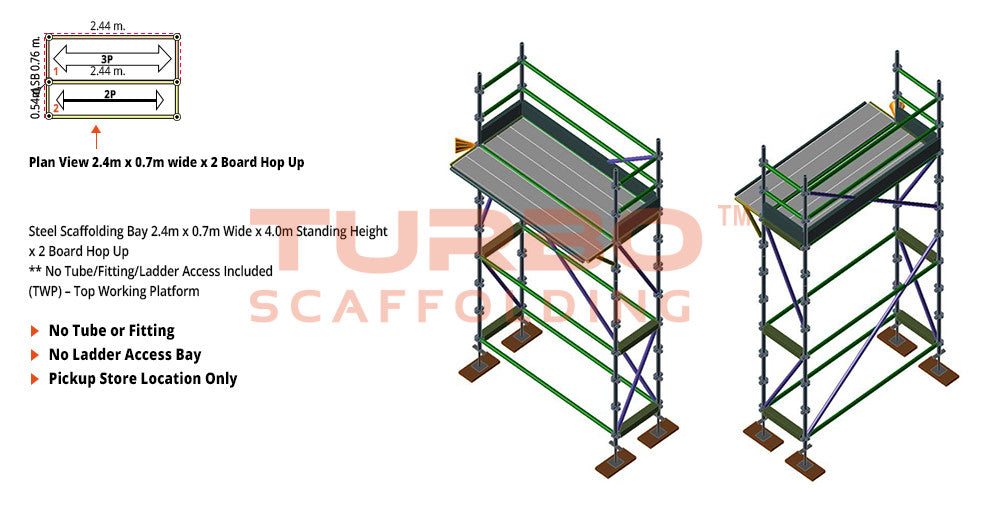 Kwikstage Scaffolding Package – 2.4m x 0.7m x 4.0m x 2 – Board Hop