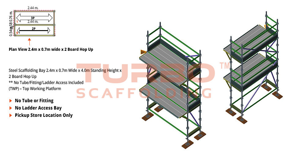 Kwikstage Scaffolding Package – 2.4m x 0.7m x 4.0m x 2 – Board Hopx TWo Decks