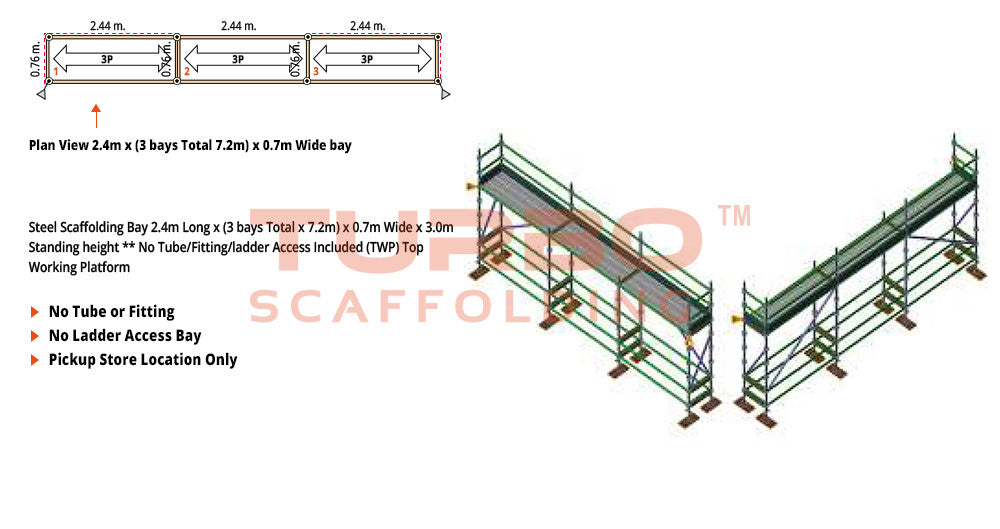 Kwikstage Scaffolding Package – 7.2m X 0.7m X 3.0m – One Deck