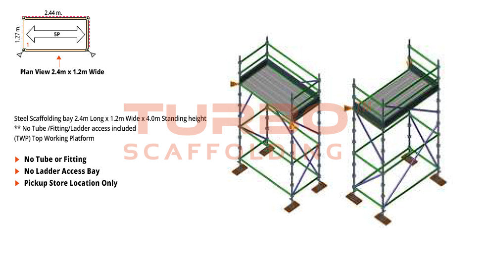Kwikstage Scaffolding Package – 2.4m X 1.2m X 4.0m – One Deck