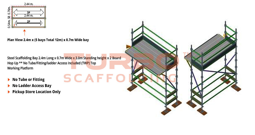 Kwikstage Scaffolding Package – 2.4m X 0.7m X 3.0m X 2 – Board Hop