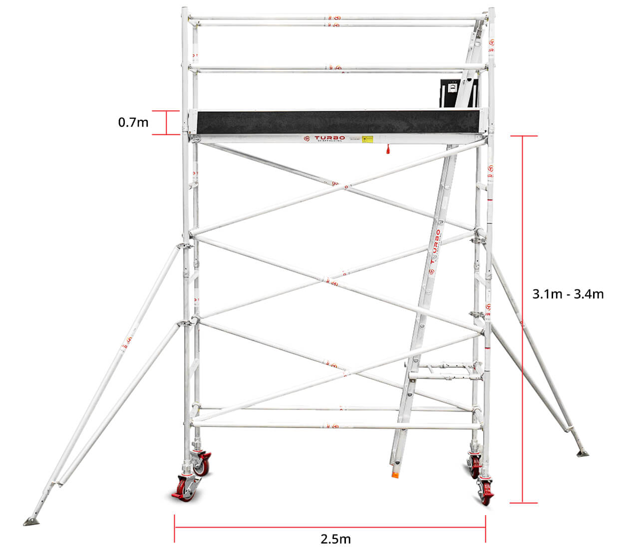 3.1m – 3.4m Narrow Aluminium Mobile Scaffold Tower (Standing Height)