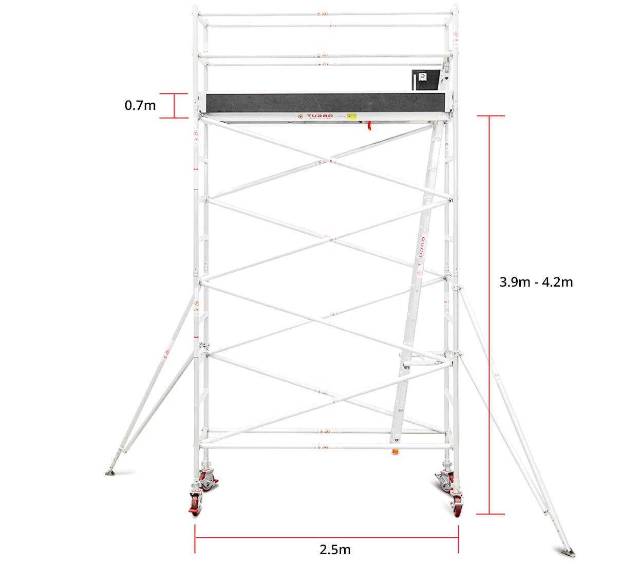 3.9m – 4.2m Narrow Aluminium Mobile Scaffold Tower (Standing Height)