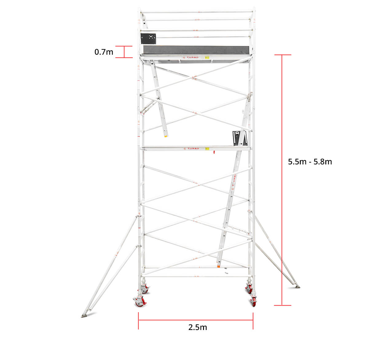 5.5m – 5.8m Narrow Aluminium Mobile Scaffold Tower (Standing Height)